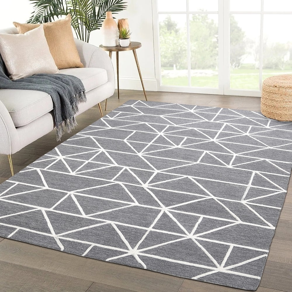George Towne Living Mirage Luxury Handmade Modern Modular Wool Area Rug