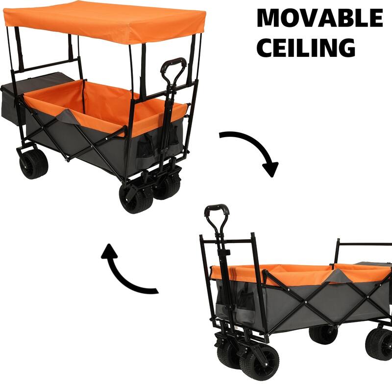 480 lb Folding Wagon Stroller with Canopy & Mosquito Net