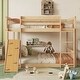preview thumbnail 9 of 14, Twin Over Twin Floor Bunk Bed with Climbing Ramp Natural