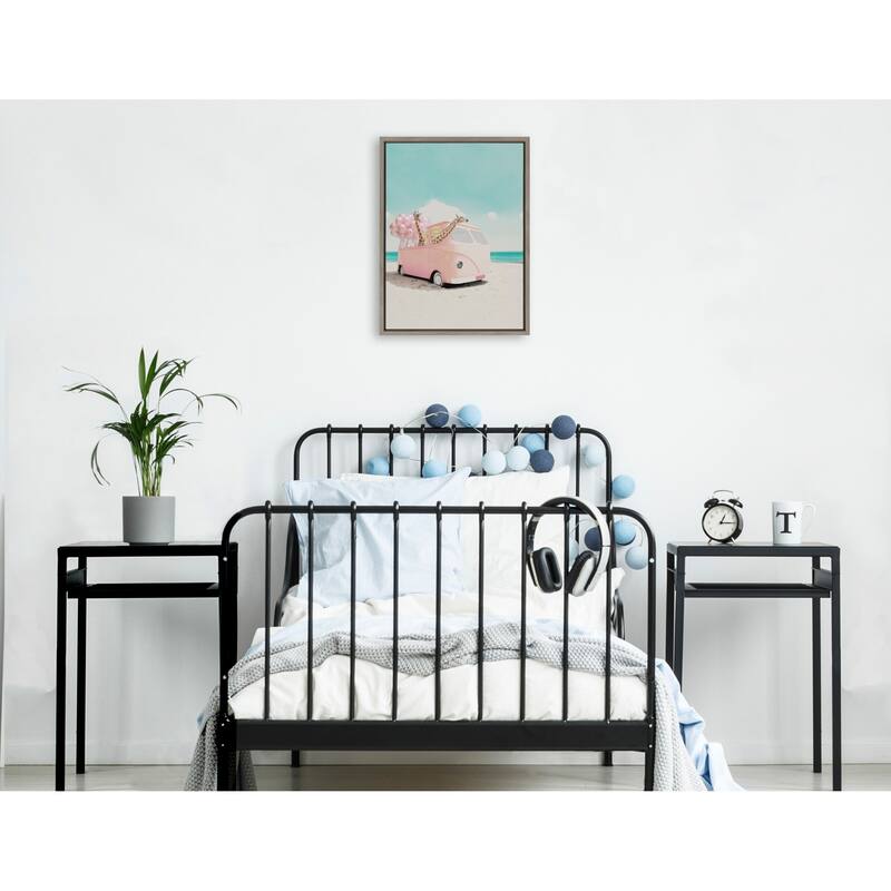 Kate and Laurel Sylvie Pink Van Framed Canvas by July Art Prints