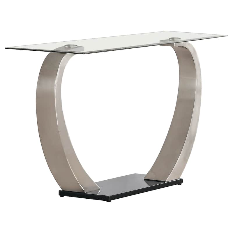 Pruitt Glass Top Metal Base Console Table Satin Silver - Glass - Satin Silver