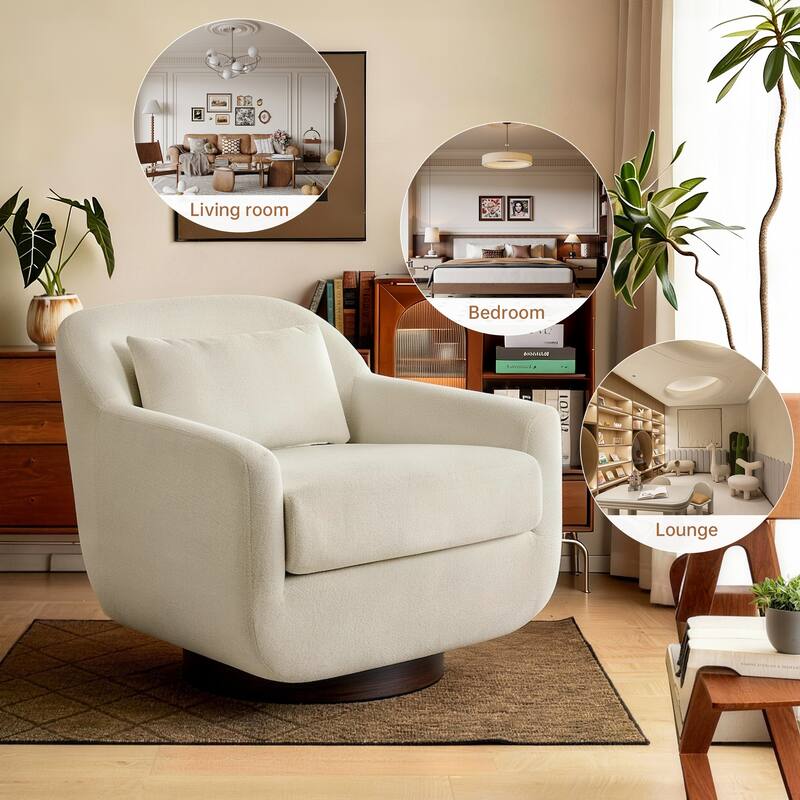 2 Set Modern Chenille Swivel Accent Chairs