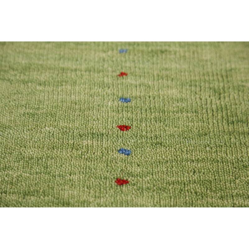 Hand Knotted Oriental 100% Wool Carpet Tribal Animal Pictorial Green Gabbeh Area Rug - 7' 7'' X 5' 3''