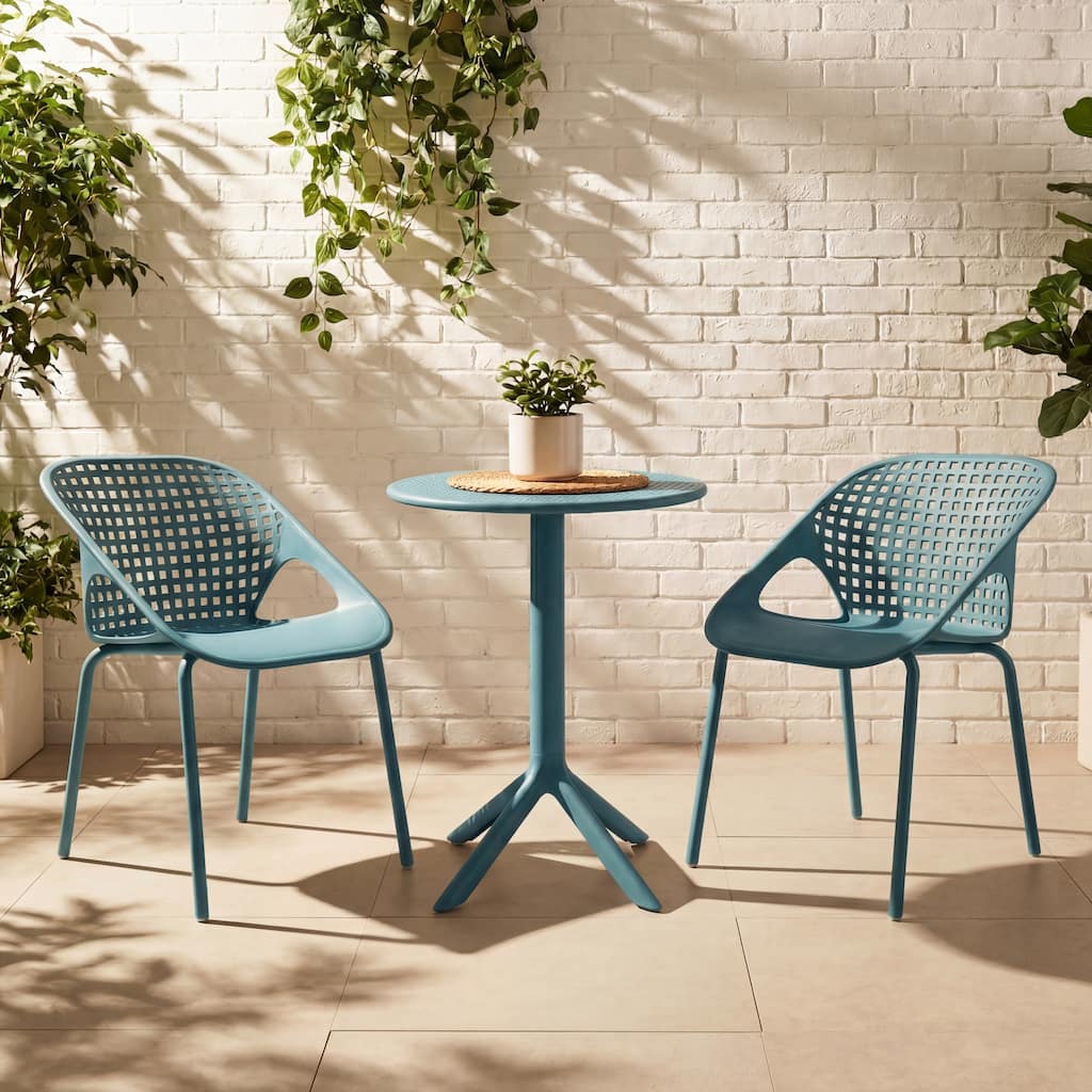 Christopher Knight Home - Arno Modern 3-Piece Outdoor & Indoor Patio Bistro Set with Dining Chairs & Compact Round Bistro Table