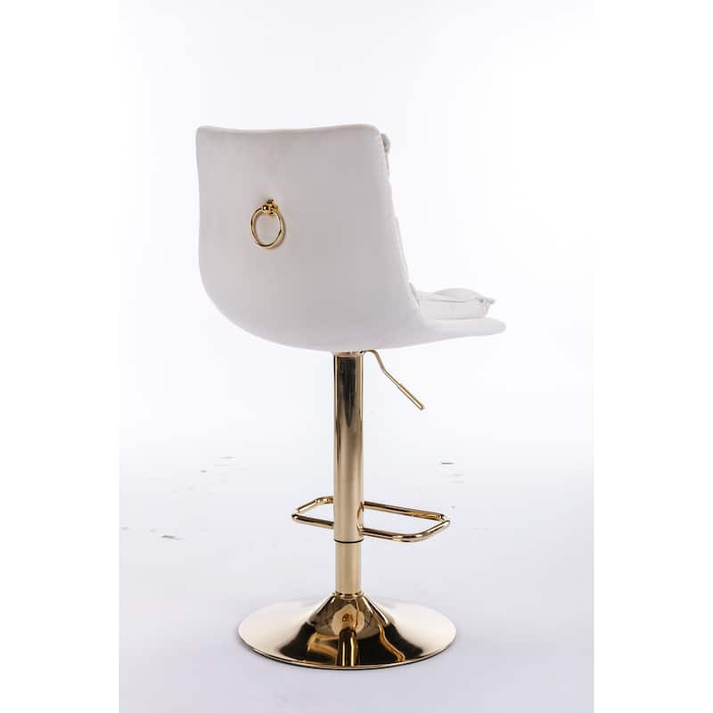 Velvet Swivel Bar Stools Set of 2, Dining Bar Stool with Height Adjustable, Upholstered Kitchen Stools with Footrest聽