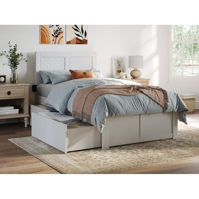 AFI Canyon Twin XL Platform Bed with Footboard & Storage Drawers in White