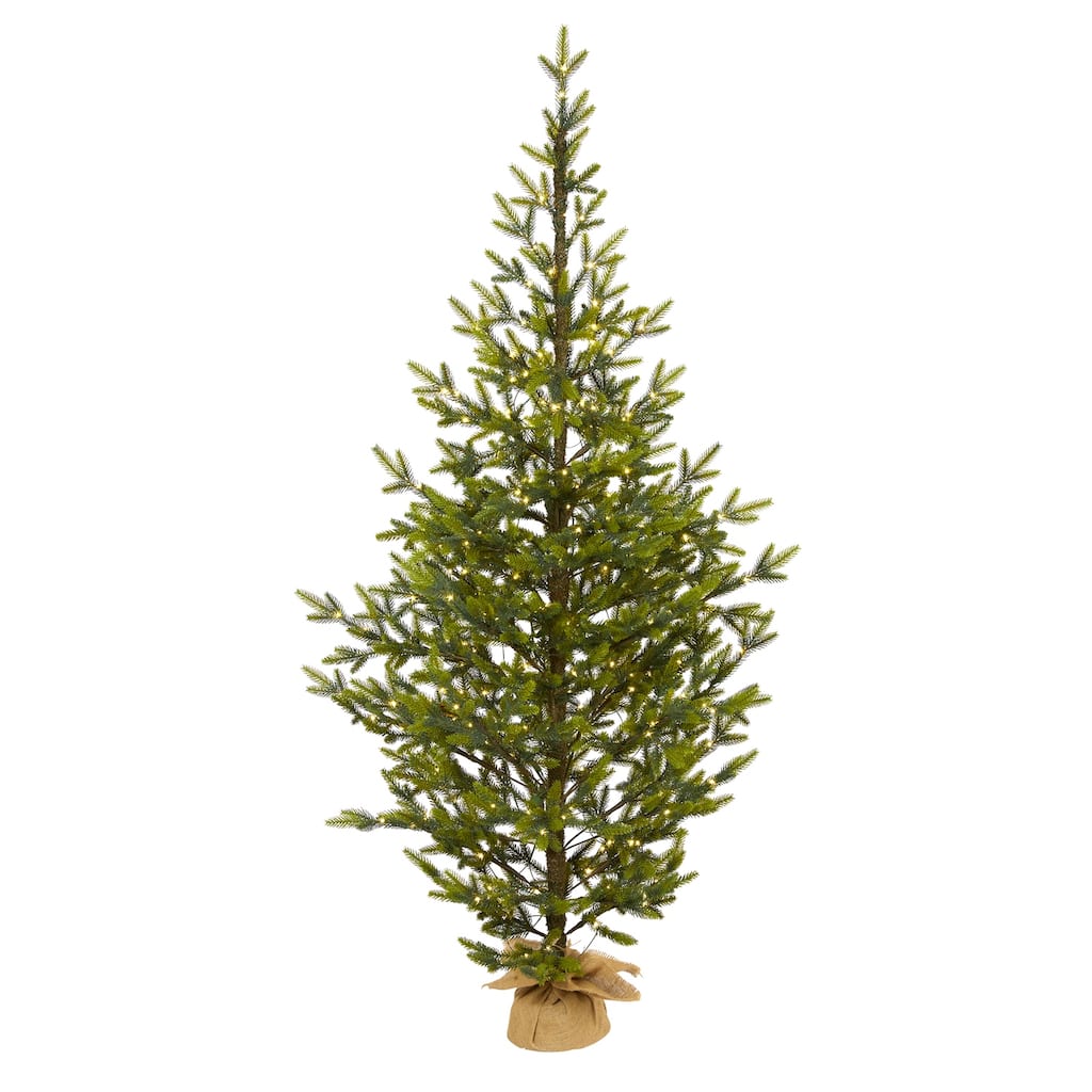 6ft Artificial Christmas Tree - Prelit Fir Tree with 1243 Tips & Burlap Base - Holiday Decor - Green - 72