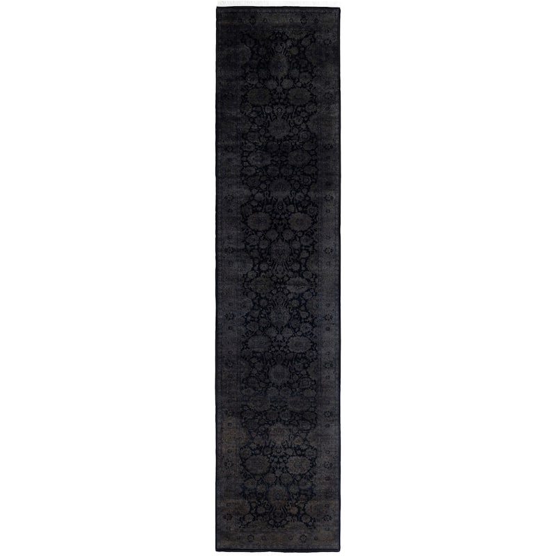 Overdyed One-of-a-Kind Hand-Knotted Area Rug - Black - 2' 8" x 12' 2"