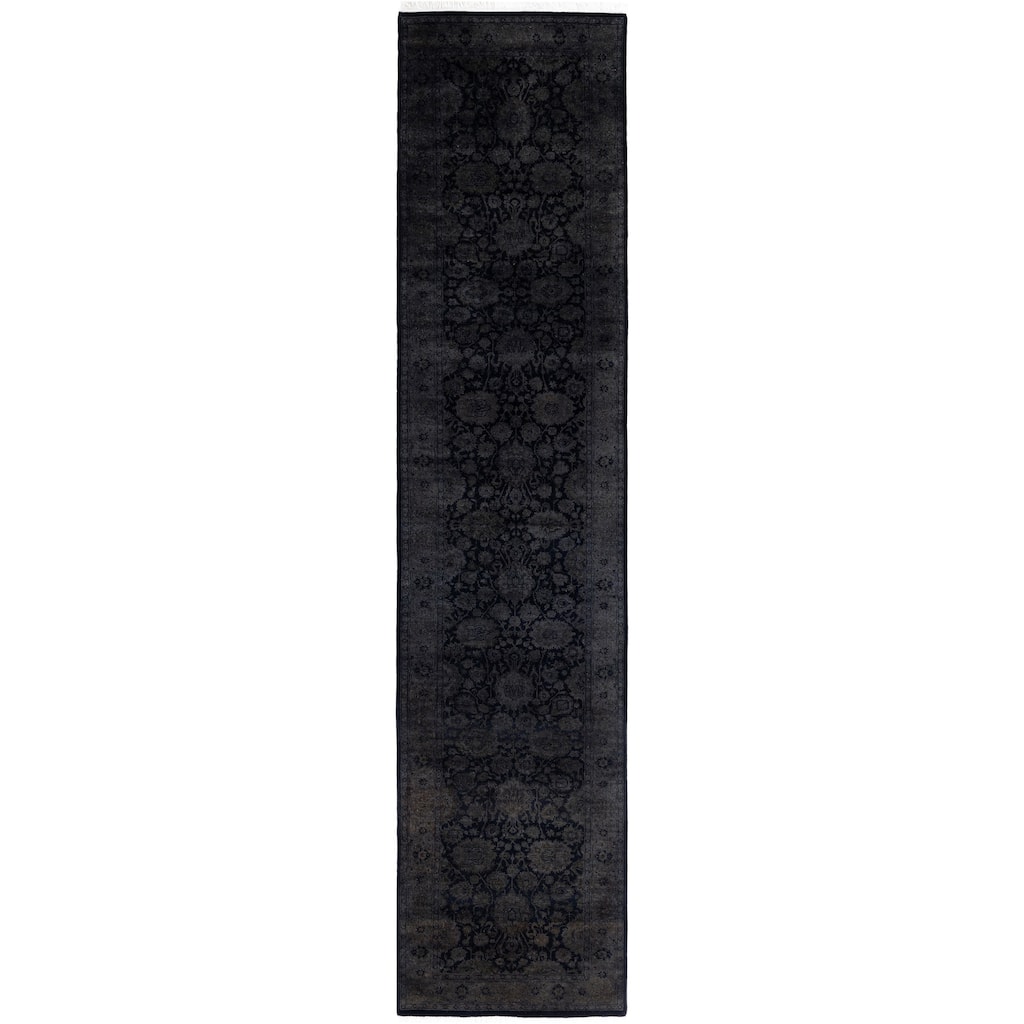 Overdyed One-of-a-Kind Hand-Knotted Area Rug - Black - 2' 8" x 12' 2"