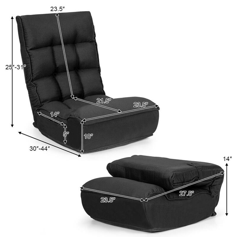4-Position Adjustable Floor Chair Folding Lazy Sofa - 24" x 26" x 31" (L x W x H)