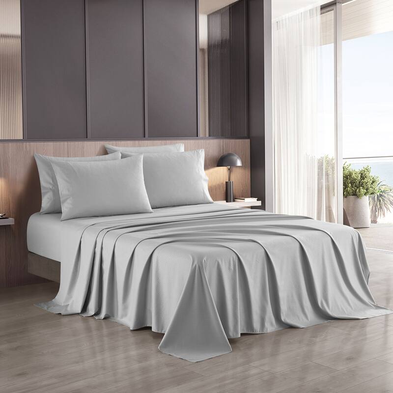 Nanshing Luxury Embossed 6-Piece Ultra Soft Sheet Set - Light Grey - King