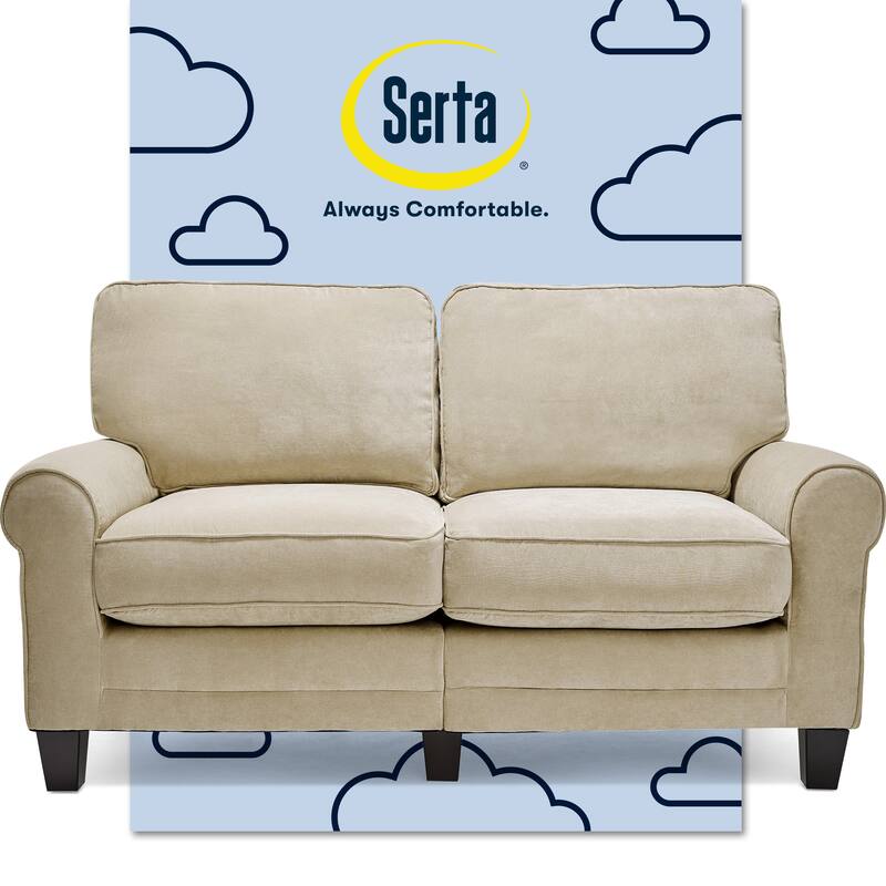Serta Copenhagen 61" Loveseat for Two People, Pillowed Back Cushions and Rounded Arms, Durable Modern Upholstered Fabric - Tan
