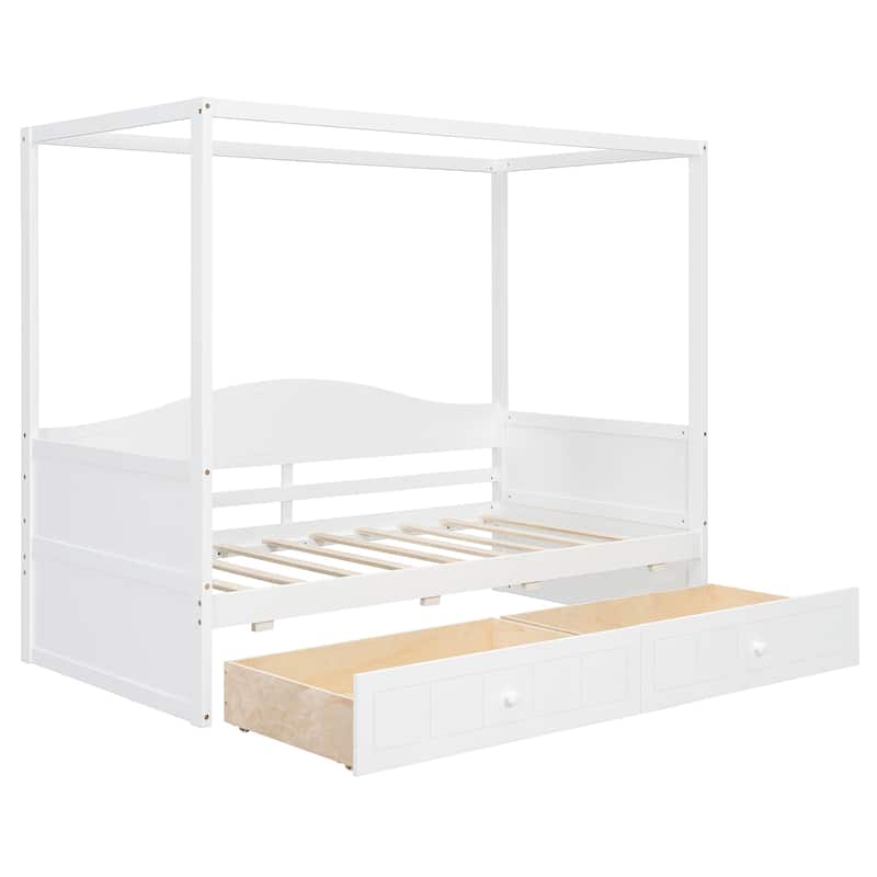 Twin Canopy Daybed with 2 Storage Drawers, Elegant & Functional