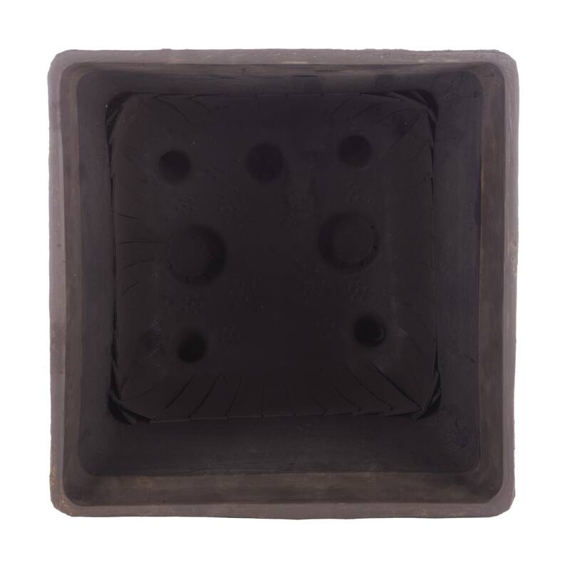 Alpine Corporation Indoor/Outdoor Stone-look Squared Planter, Large, Brown (Set of 2)