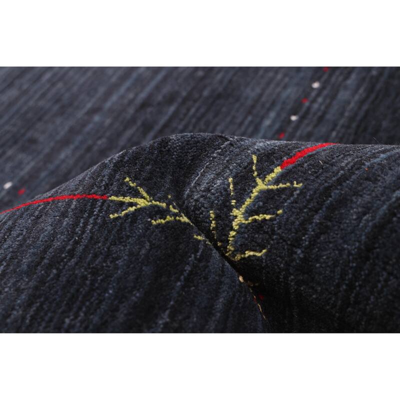 ECARPETGALLERY Hand Loomed Kashkuli Gabbeh Dark Navy Wool Rug - 5'0 x 7'9