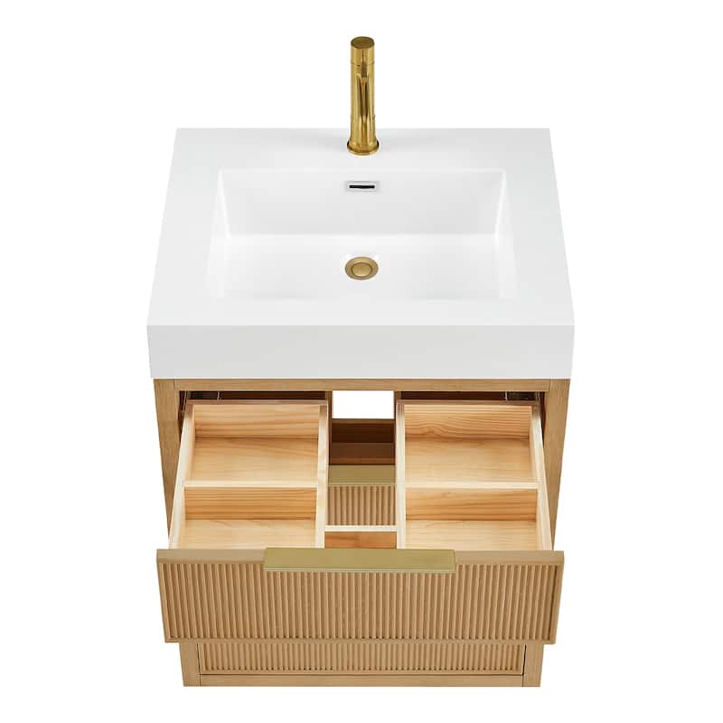 Hohhot Bath Vanity with Integrated Stone Sink Top without Mirror