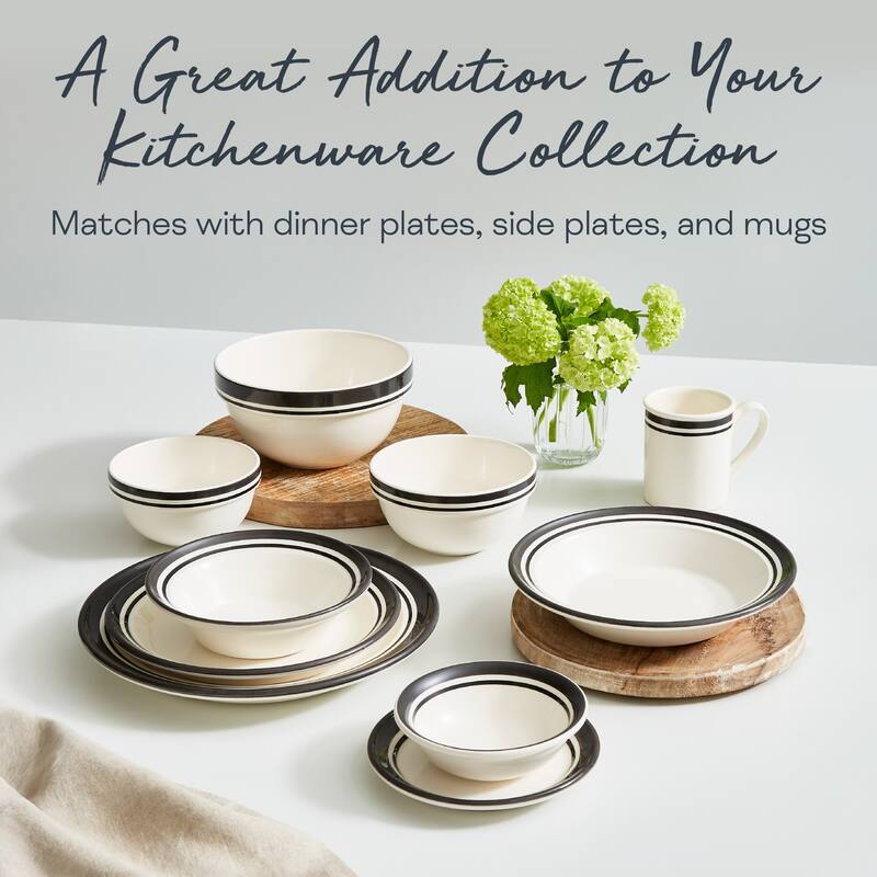 Portmeirion Set of 4 Potters Stripe Oatmeal Bowls - 6.5" D x 2" H