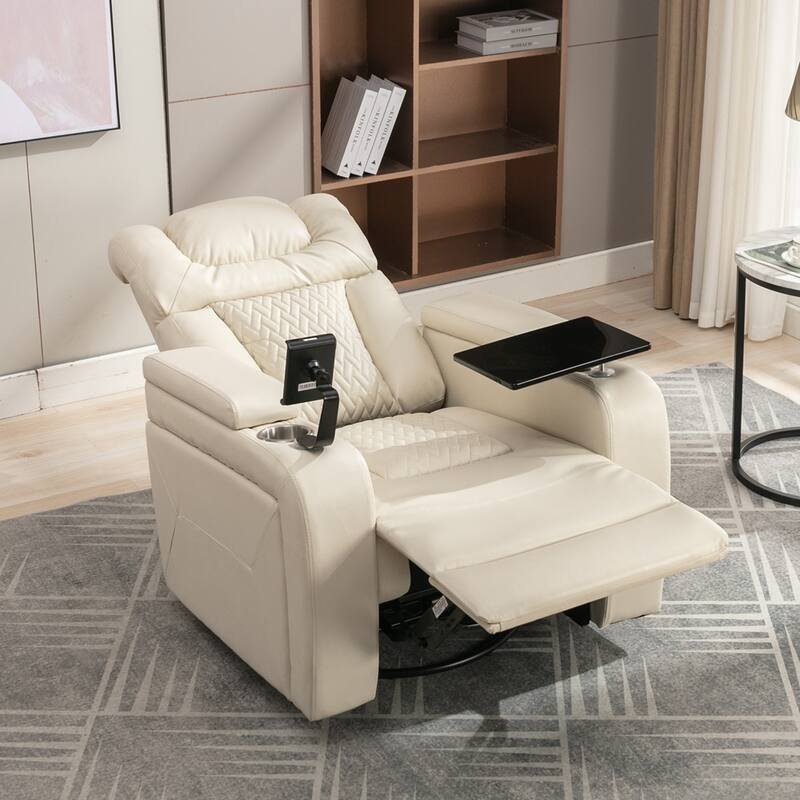270 Degree Swivel PU Leather Power Recliner