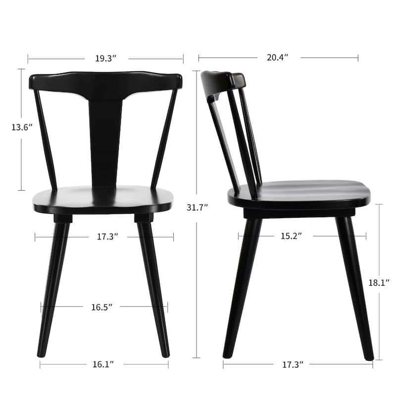 Oak Wood Dining Chairs With Barrel Splat Back Set of 2
