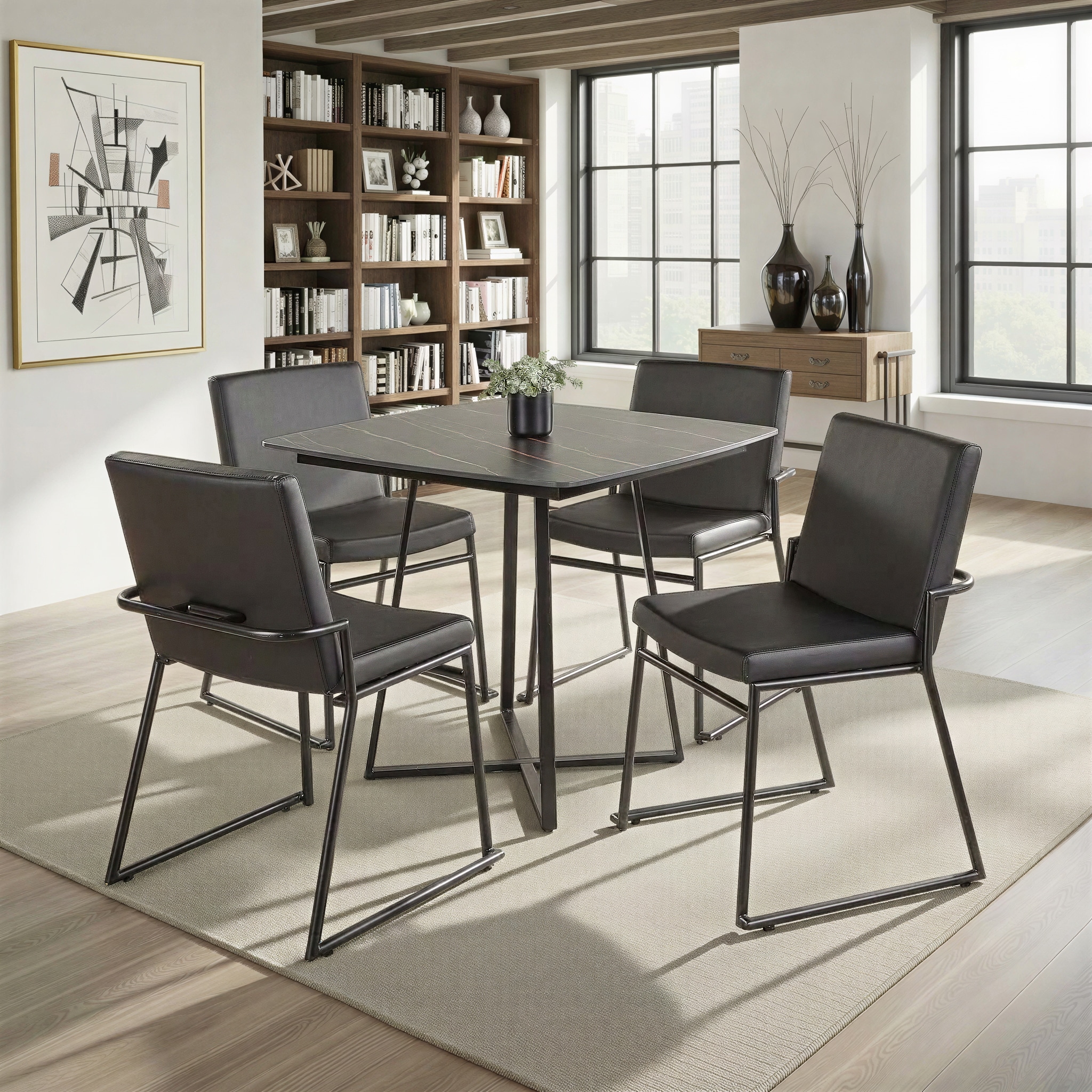 Porch & Den Jayci Stackable Black Metal Dining Chair (Set of 2)