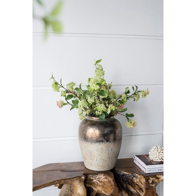 13x13x16" Round Sienna Brown Ceramic Accent Vase