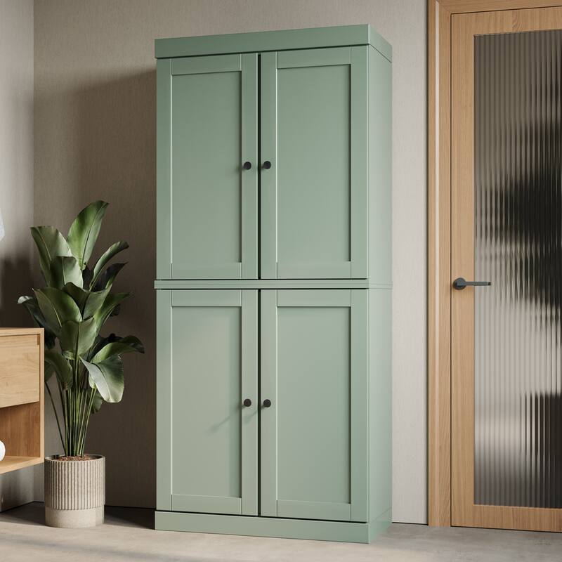 Palace Imports 100% Solid Wood Bathroom Storage Cabinet, Shaker Doors, 2 Drawers, Adjustable Shelves, 32" Wide, 71.5" Tall