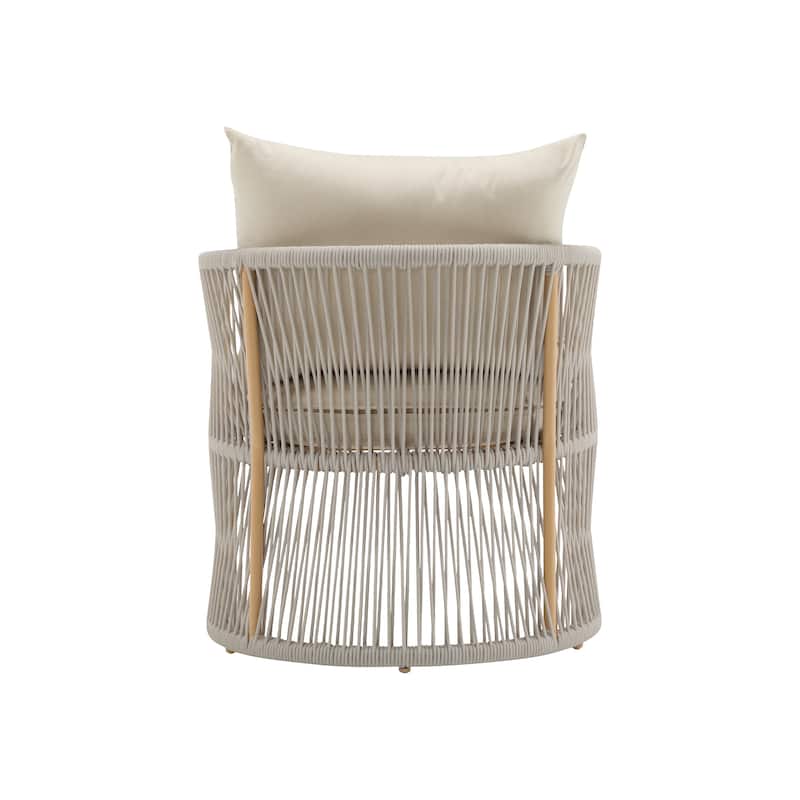 Outdoor Aluminum Lounge Chair with Rope-Weave Design