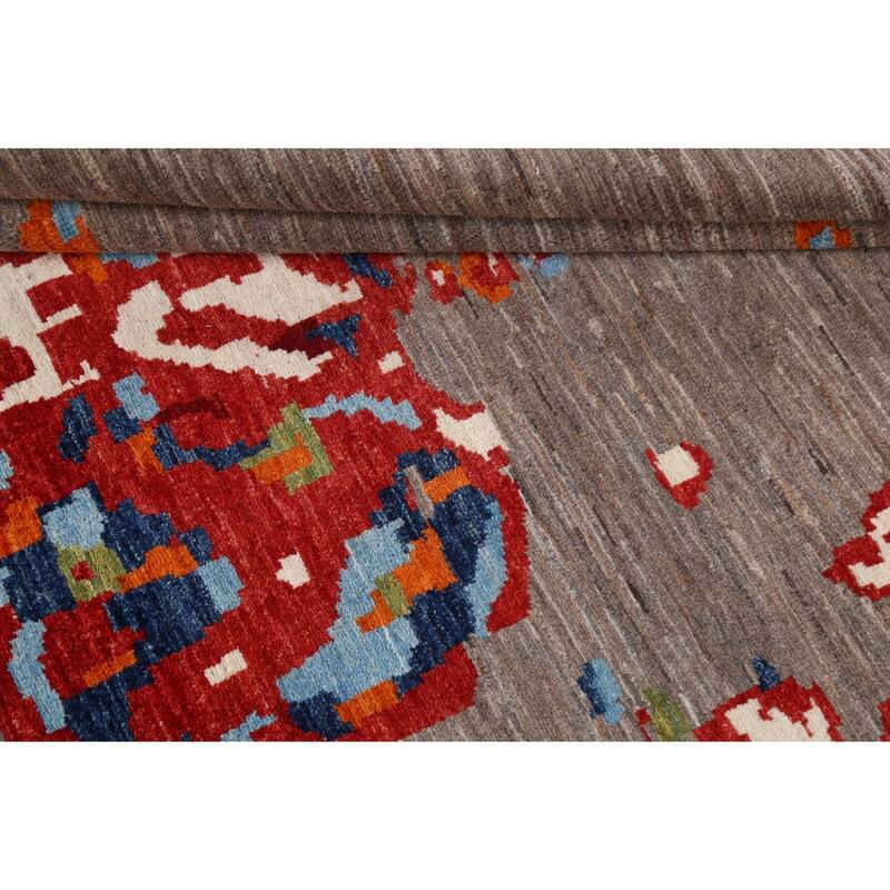 Vegetable Dye Contemporary Abstract Area Rug Hand-knotted Wool Carpet - 5'5" x 7'11"