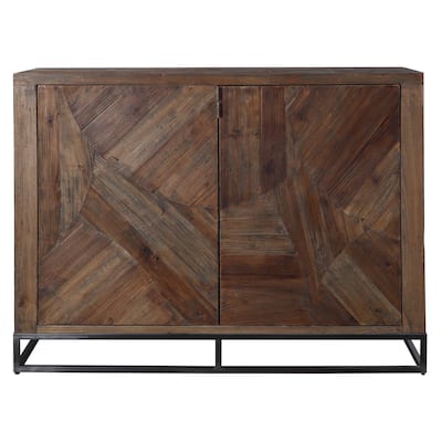 52" Brown and Gray Contemporary 2 Door Cabinet