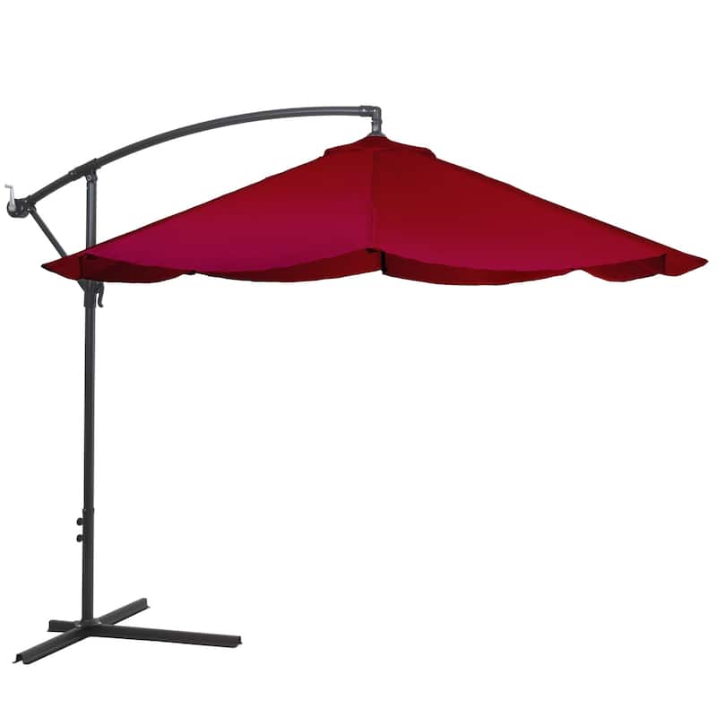 Pure Garden Offset 10-foot Cantilever Hanging Patio Umbrella - Red