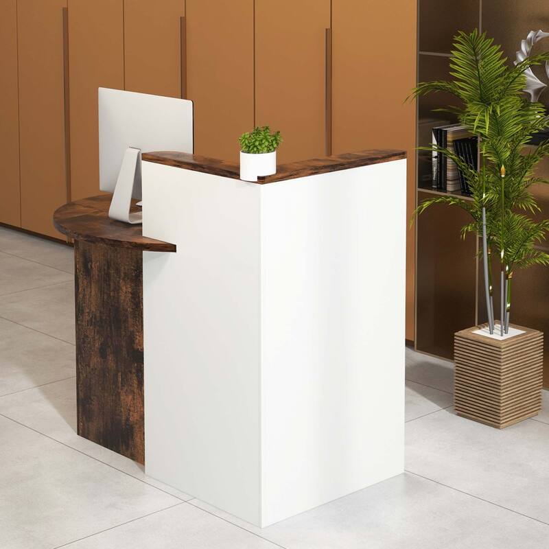 Costway Front Reception Counter Desk Checkout Office Desk with Open