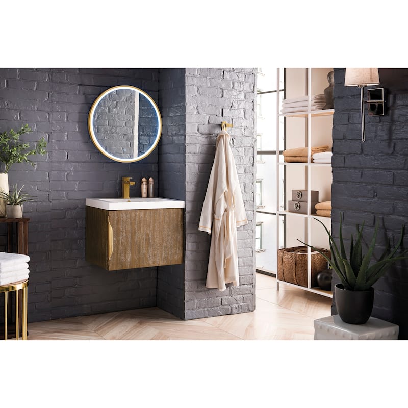 James Martin Vanities Columbia 24" Single Vanity with White Glossy Composite Stone Top