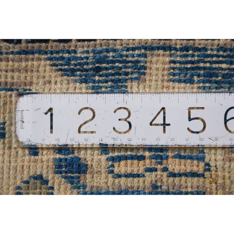 Hand Knotted Oriental 100% Wool Carpet Transitional All-Over Navy Blue & Blues Oushak Runner Rug - 16' 7'' X 2' 7''