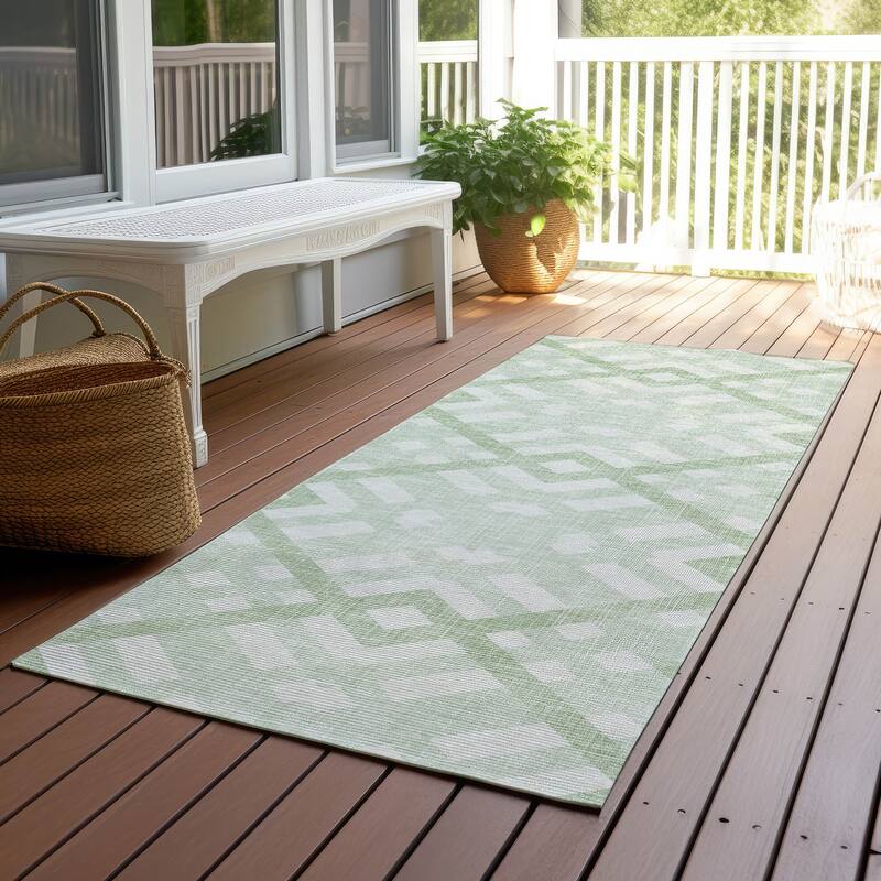 Machine Washable Indoor/ Outdoor Chantille Trellis Modern Rug