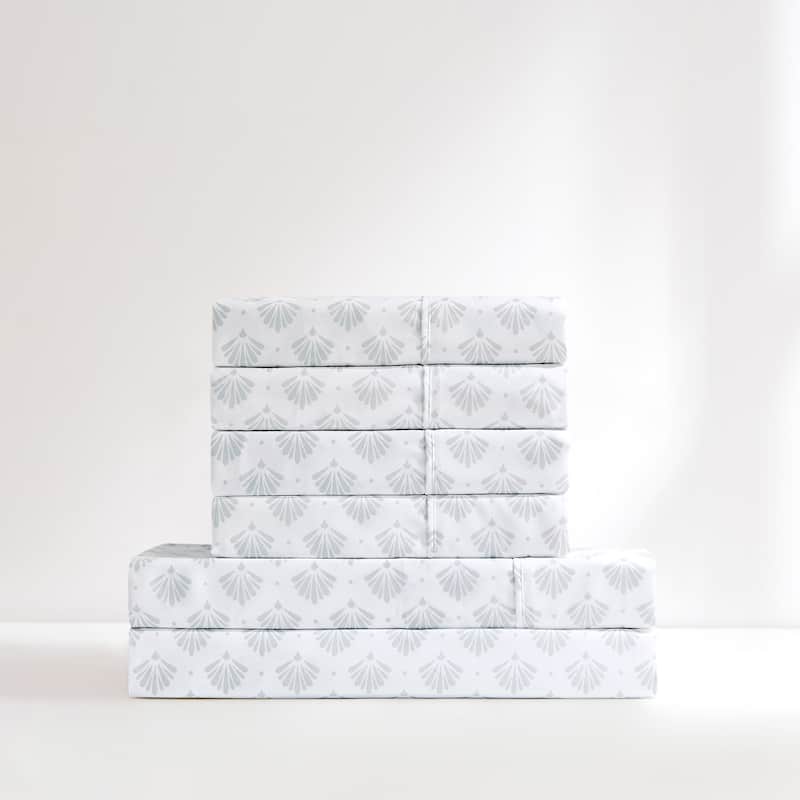 Lush Decor Scallop Fan Gray Sheet Set