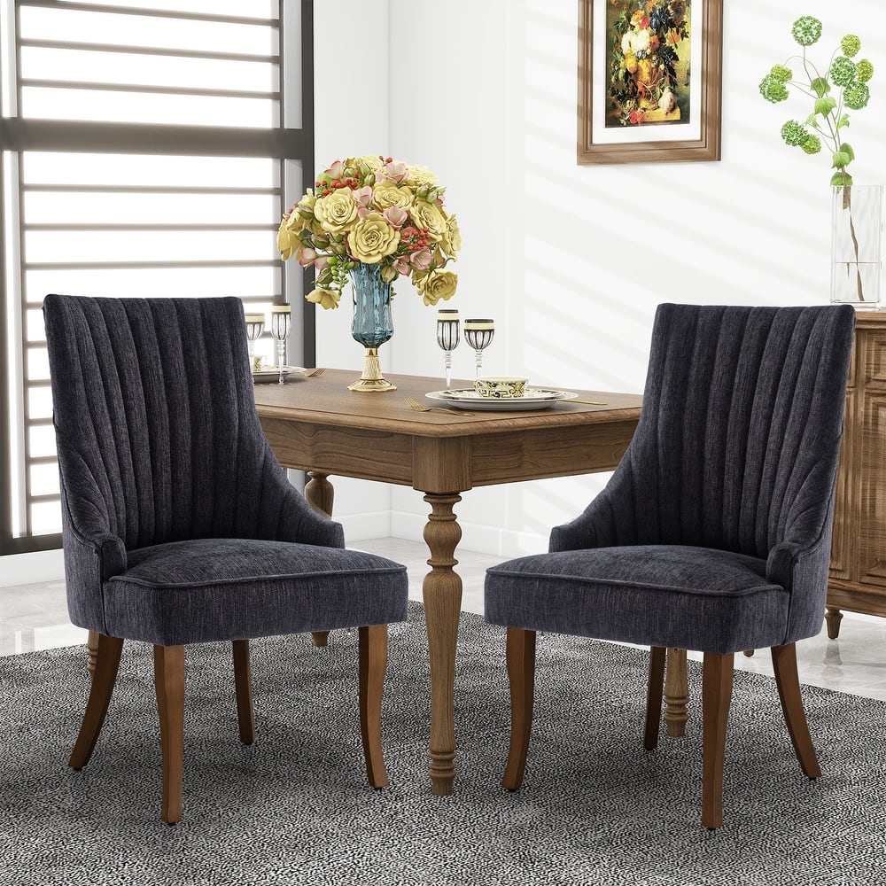 Wingback Upholstered Dining Chairs Set of 2, Fabric Side Dining Room Chairs, Living Room Chairs for Home Kitchen