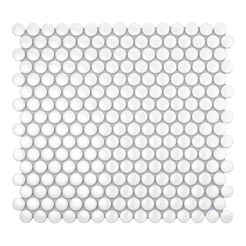 Apollo tile 12" x 12" Cirkel Glossy Cotton White Porcelain Tile (9.87 sq ft/case) - 10 Pack