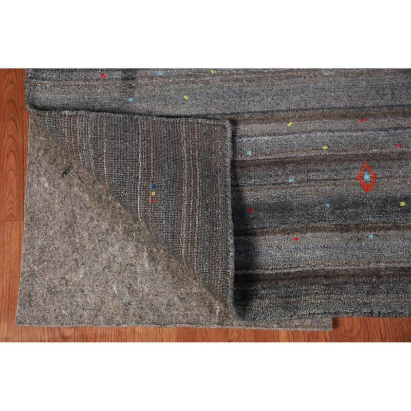 Hand Knotted Oriental 100% Wool Carpet Tribal Tribal Greys & Charcoal Gabbeh Area Rug - 8' 2'' X 8' 3''