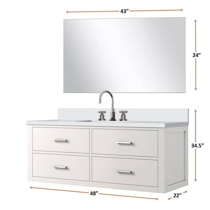 Castor Bath Vanity with Cultured Marble Top, Sink, Mirror and Faucet