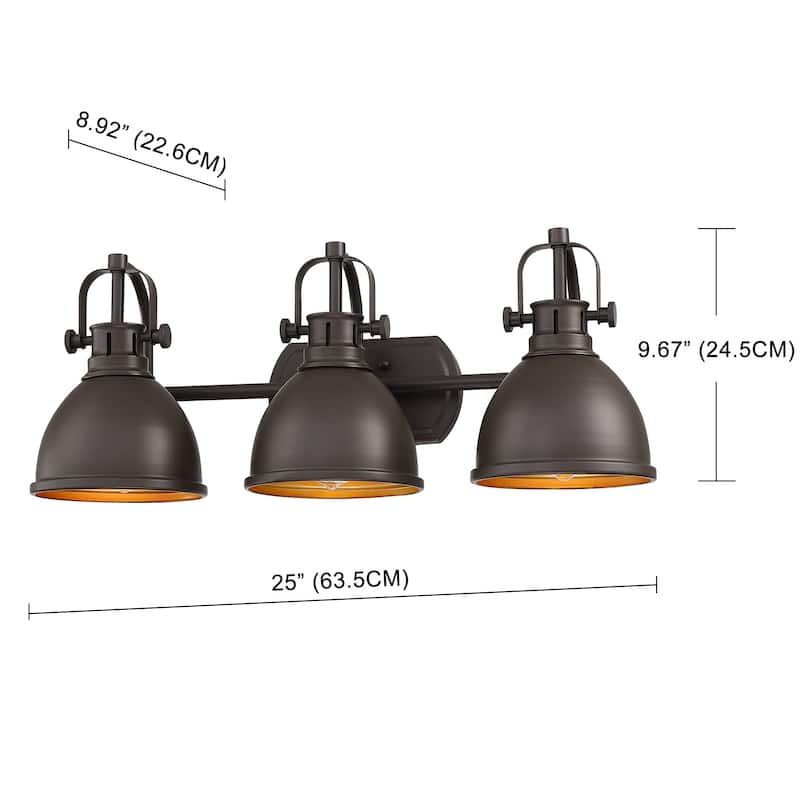 3-light Vanity Light with Dark Bronze finish and Gold Painting Inside