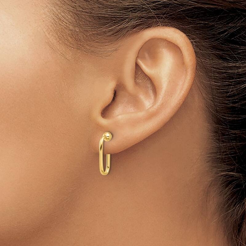 Curata 14k Yellow Gold Polished 18.3x1.75mm J Hoop Post Earrings