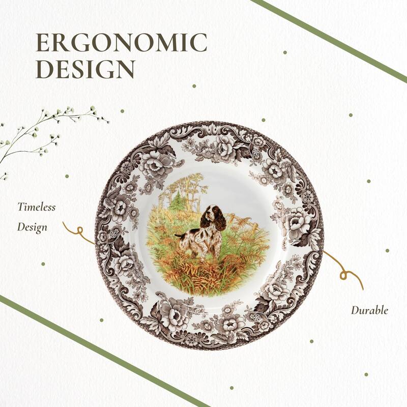 Spode Woodland Dinner Plate Dog Motif