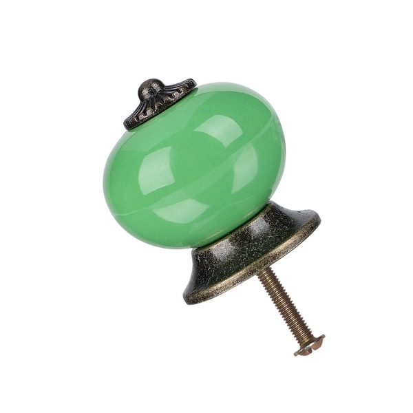 Ceramic Knobs Drawer Knob Round Pull Handle Home Door Replacement Cupboard Wardrobe Dresser Decoration Green - 1pcs