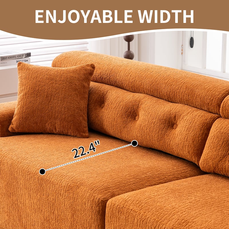 Reconfigurable 4-Seater Sectional Sofa With Wood Grain Chenille Fabric,Modular Sofa With 2 Pillows,High-Density Sponge Couch
