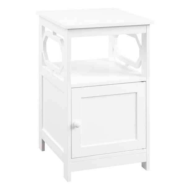 26-inch White Wood End Table with Cabinet and Transitional Style - Bed ...