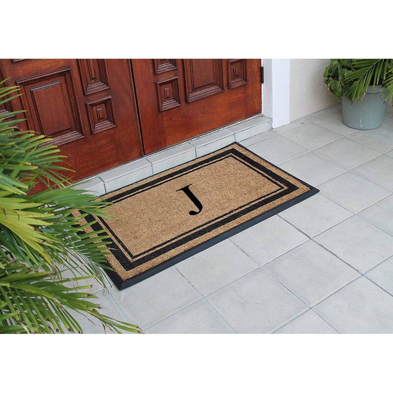 A1HC Markham Border Natural Flocked Rubber Large Doormat 30"x48"