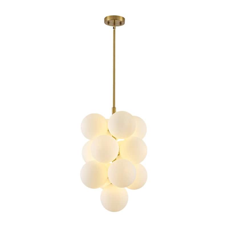 Classic Glam 13-Light White Frosted Grape Glass Stacked Chandelier - 15.7 in