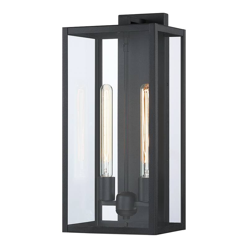 Forti 2-Light Modern Black Outdoor Wall Sconce Lantern Light - 20.5in H