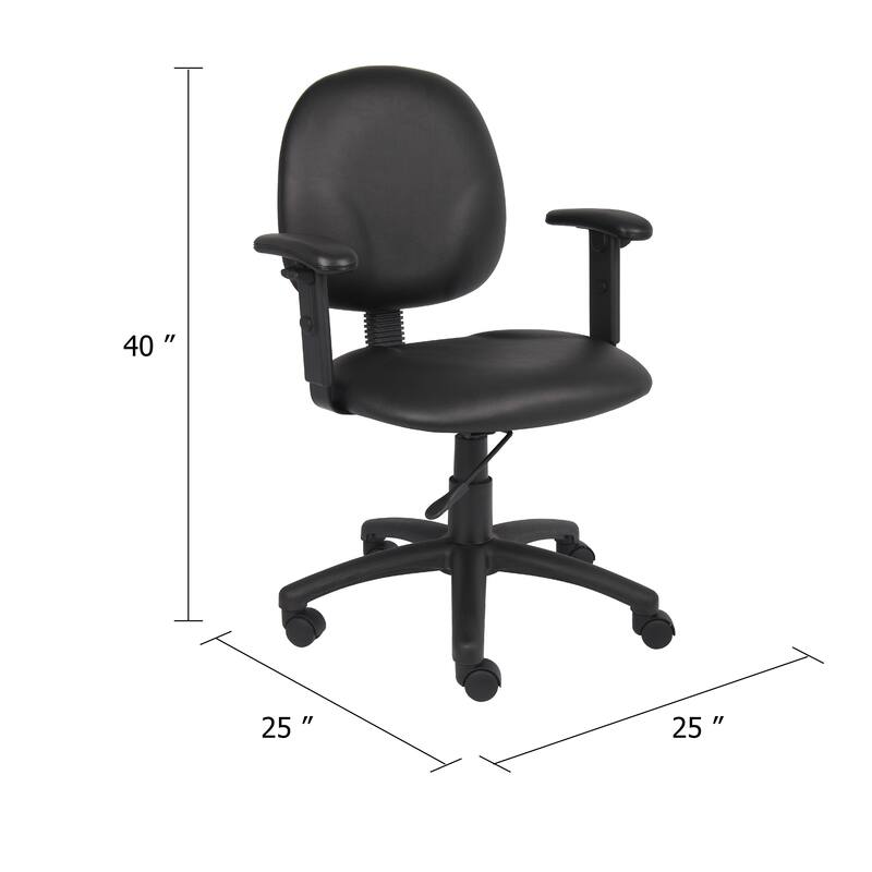 Blair Swivel Task Armchair with Contour Back, Caster Wheel, Black Vinyl
