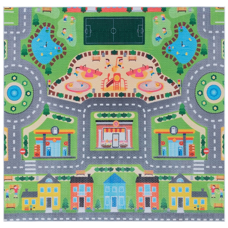 SAFAVIEH Tacoma Kids Lillemor Kids & Tween Rug - 5' Square - Grey/Green